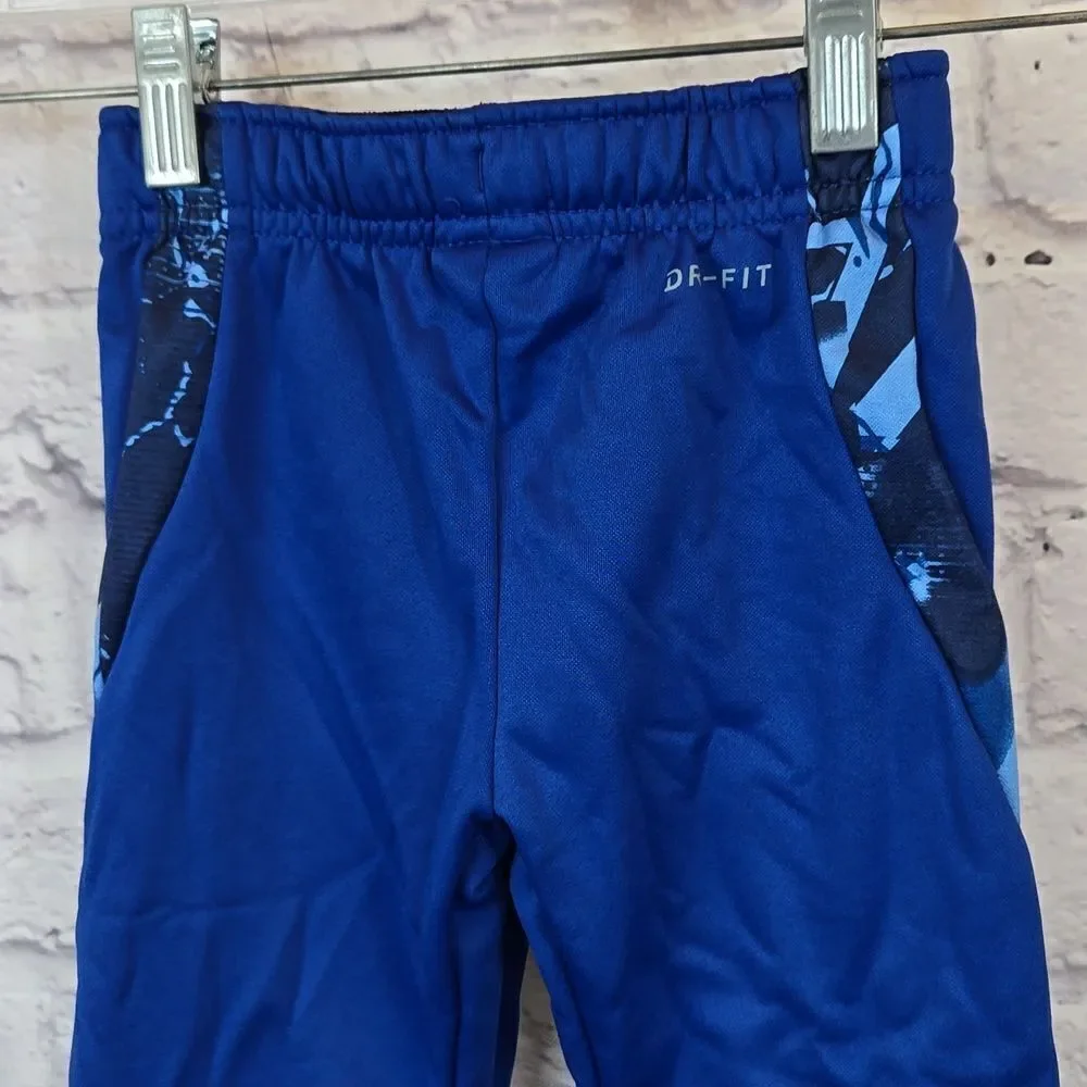Nike Little Boys 4/XS Blue Sweatpants Athletic Fleece Pants Dri-Fit Pull-On